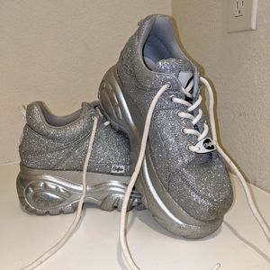 Buffalo platform shoes silver glitter